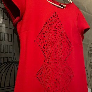 Vivid Red Cut Out Detail Dress